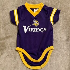NFL Minnesota Vikings Gerber Baby Jersey Bodysuit Purple Gold 0-3M